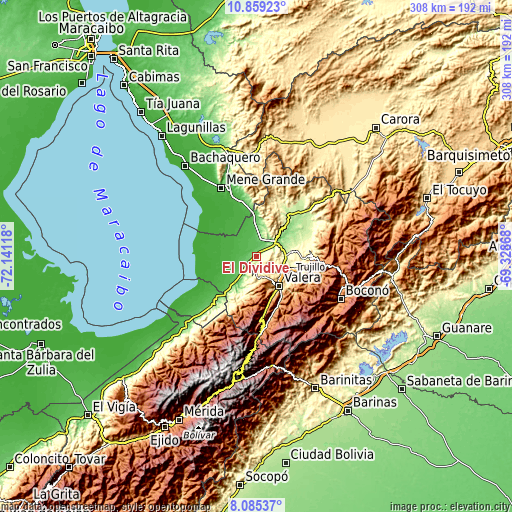 Topographic map of El Dividive