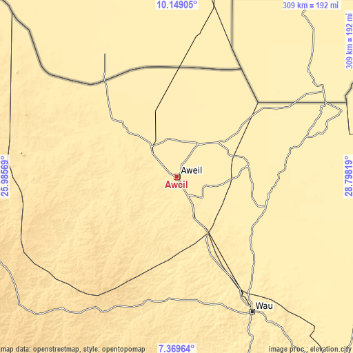 Topographic map of Aweil