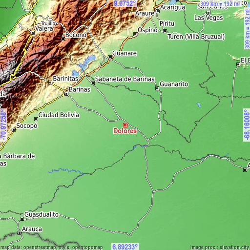 Topographic map of Dolores