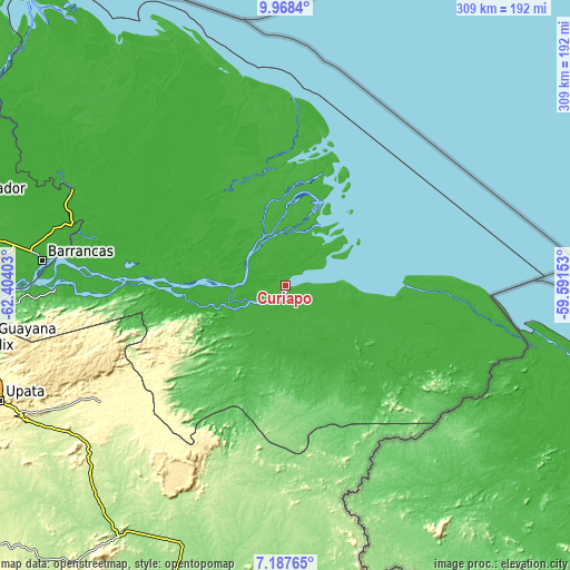 Topographic map of Curiapo