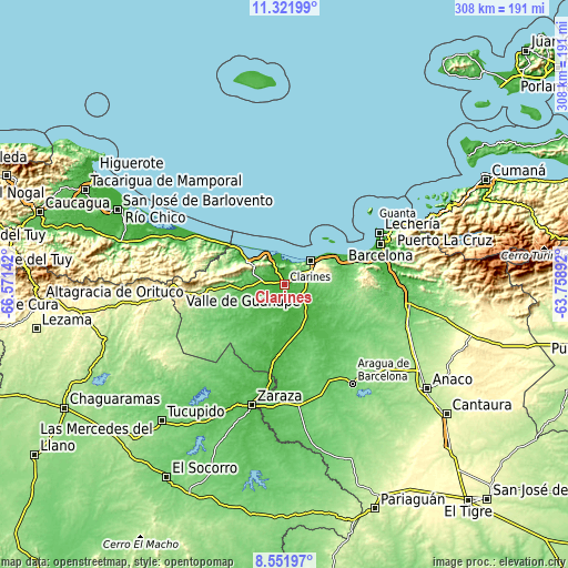 Topographic map of Clarines