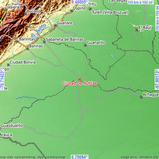 Topographic map of Ciudad De Nutrias