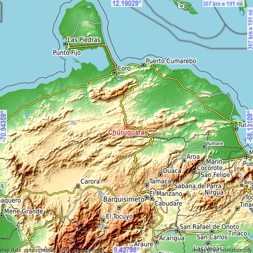 Topographic map of Churuguara