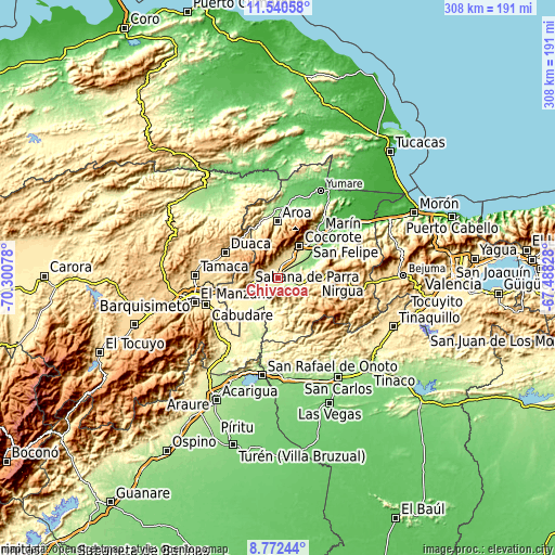 Topographic map of Chivacoa