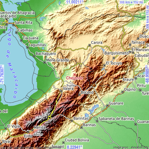 Topographic map of Chejendé