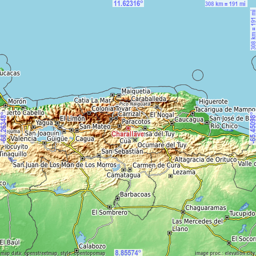 Topographic map of Charallave