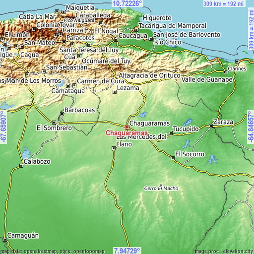 Topographic map of Chaguaramas