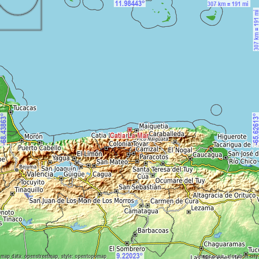 Topographic map of Catia La Mar