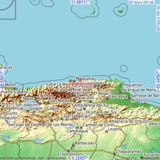 Topographic map of Caraballeda