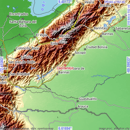 Topographic map of Capitanejo