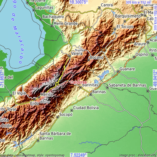Topographic map of Calderas