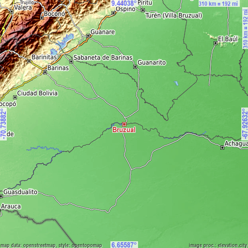 Topographic map of Bruzual