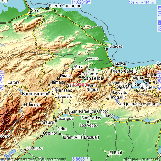 Topographic map of Boraure
