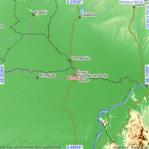 Topographic map of Biruaca