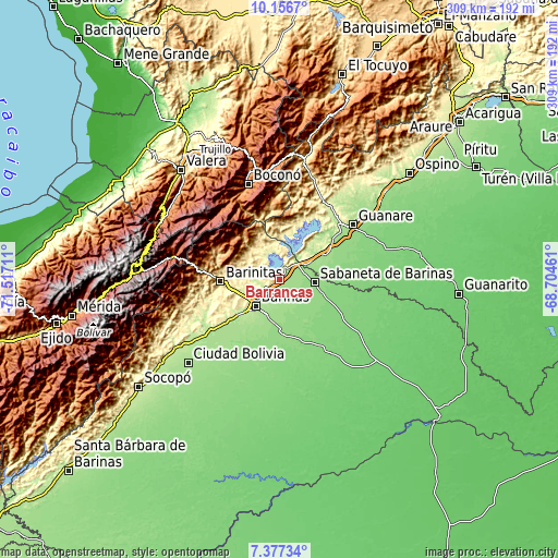 Topographic map of Barrancas