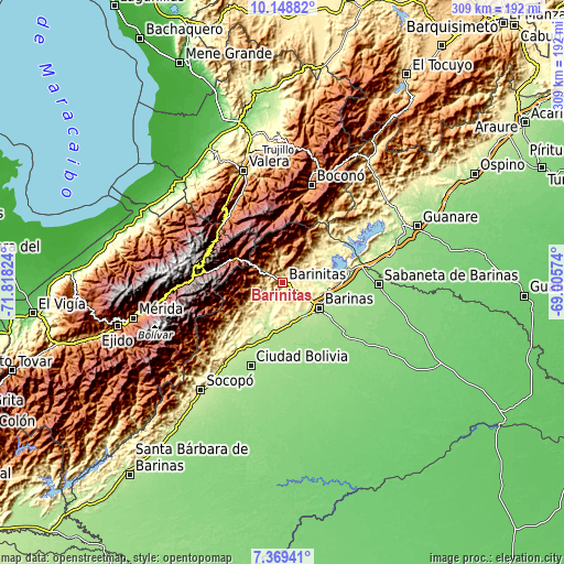 Topographic map of Barinitas