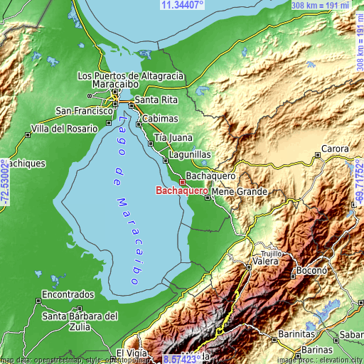 Topographic map of Bachaquero
