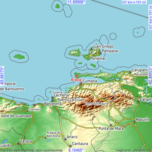 Topographic map of Araya