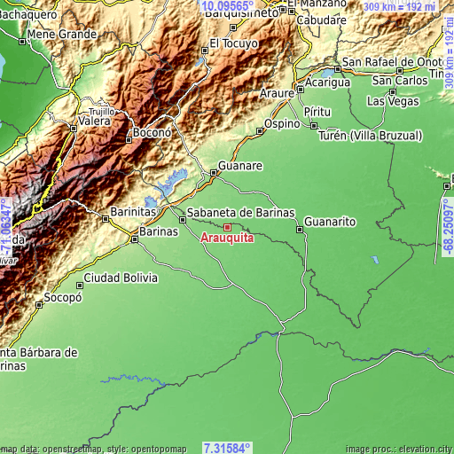 Topographic map of Arauquita