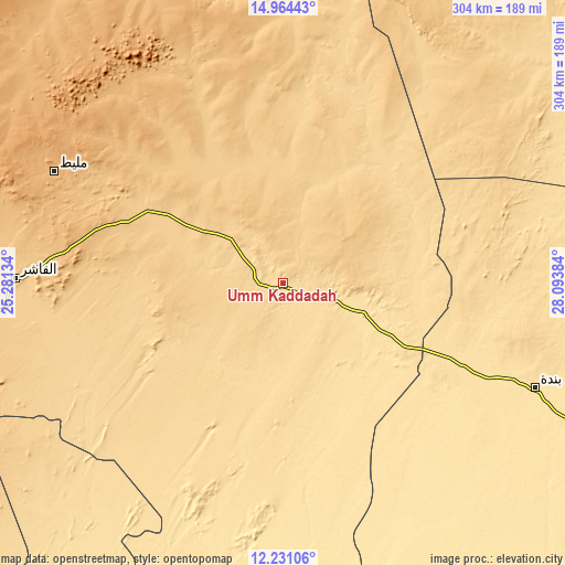 Topographic map of Umm Kaddadah