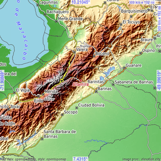 Topographic map of Altamira