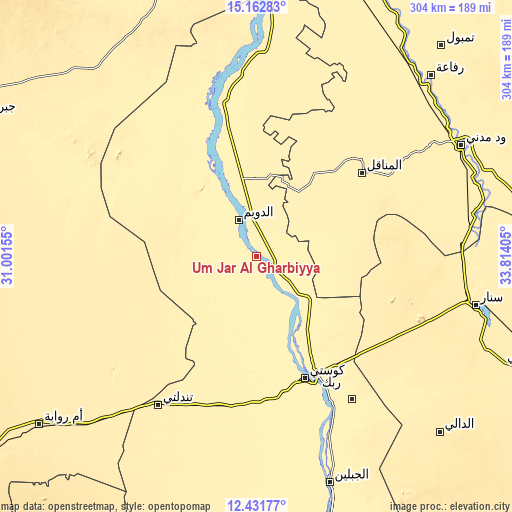 Topographic map of Um Jar Al Gharbiyya
