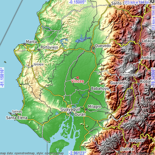 Topographic map of Vinces