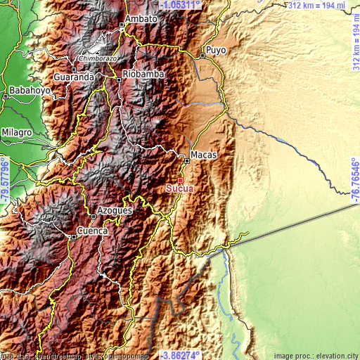 Topographic map of Sucúa