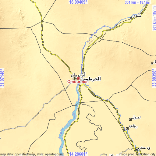 Topographic map of Omdurman