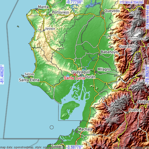 Topographic map of Santa Lucía