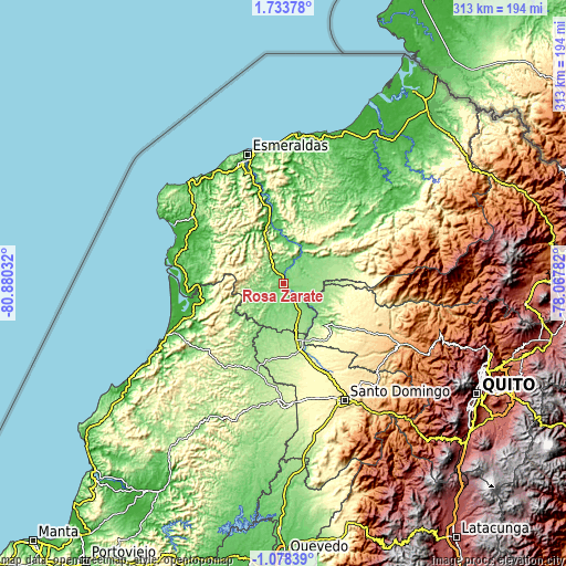Topographic map of Rosa Zarate