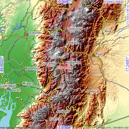 Topographic map of Riobamba