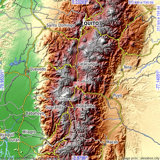 Topographic map of Píllaro