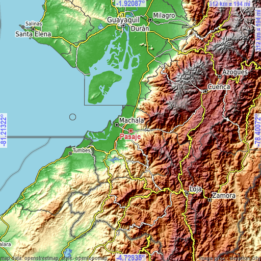 Topographic map of Pasaje