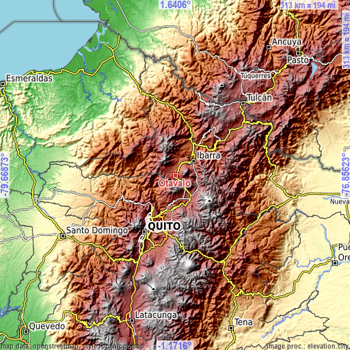 Topographic map of Otavalo