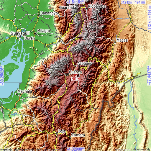 Topographic map of Nulti
