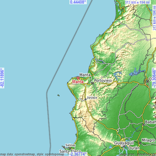 Topographic map of Manta