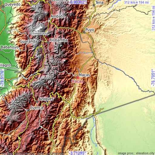 Topographic map of Macas