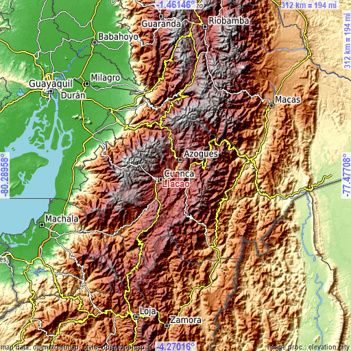 Topographic map of Llacao