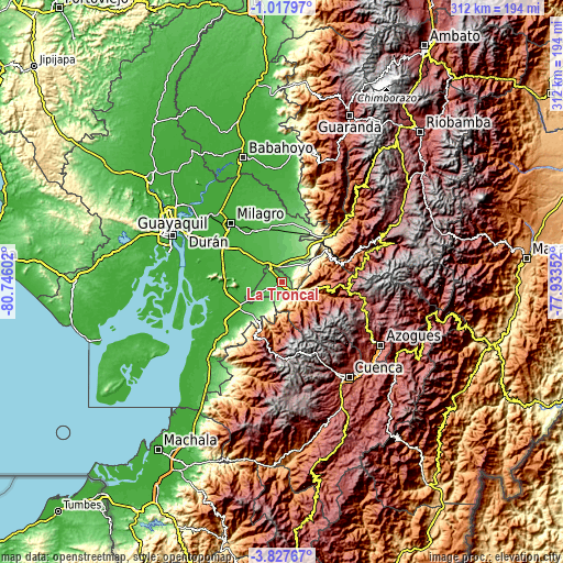 Topographic map of La Troncal