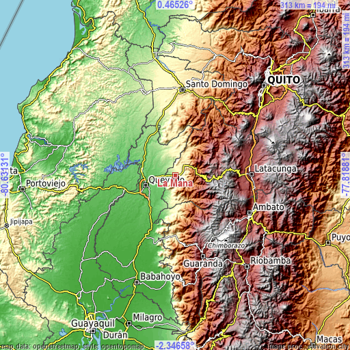 Topographic map of La Maná
