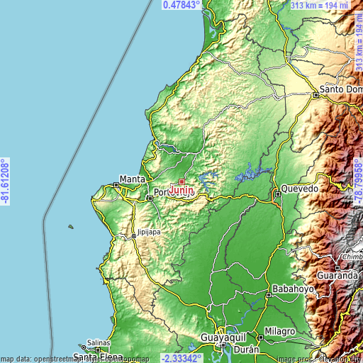 Topographic map of Junín