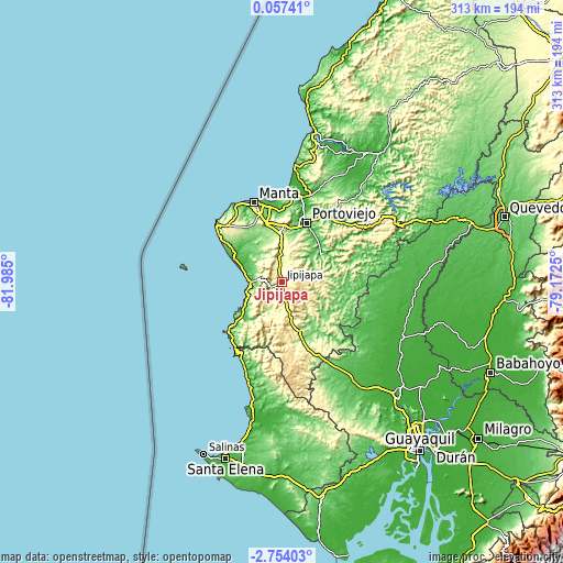 Topographic map of Jipijapa