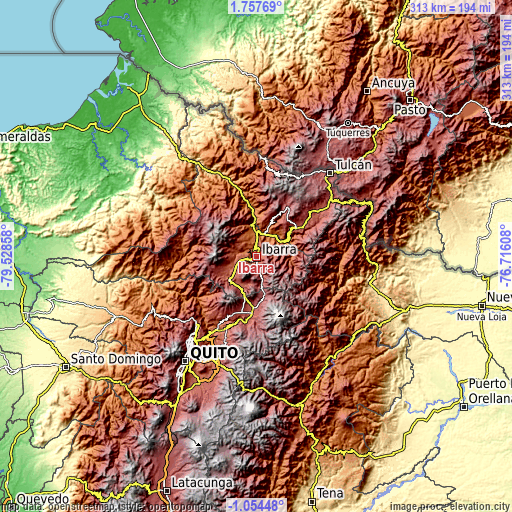 Topographic map of Ibarra