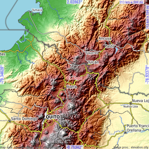 Topographic map of El Ángel