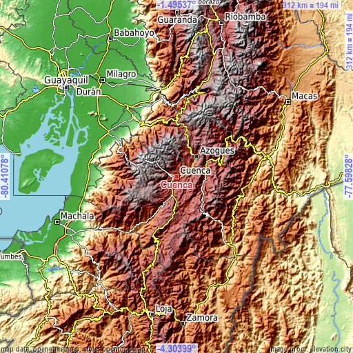 Topographic map of Cuenca