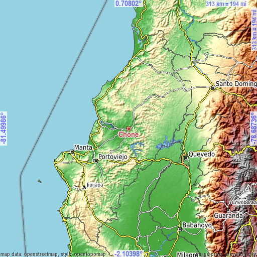 Topographic map of Chone