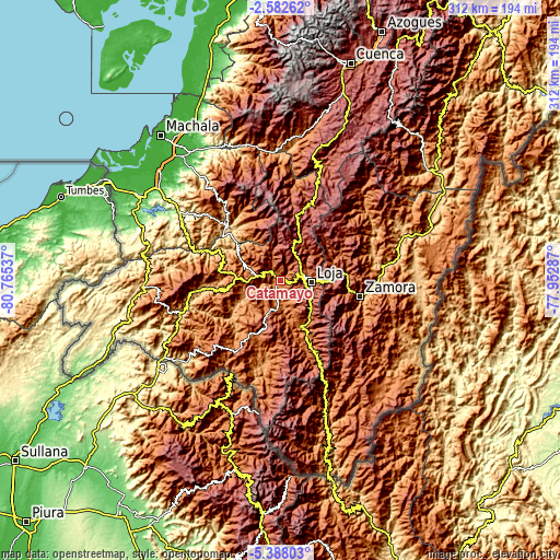 Topographic map of Catamayo