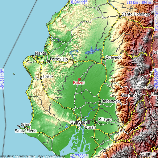 Topographic map of Balzar