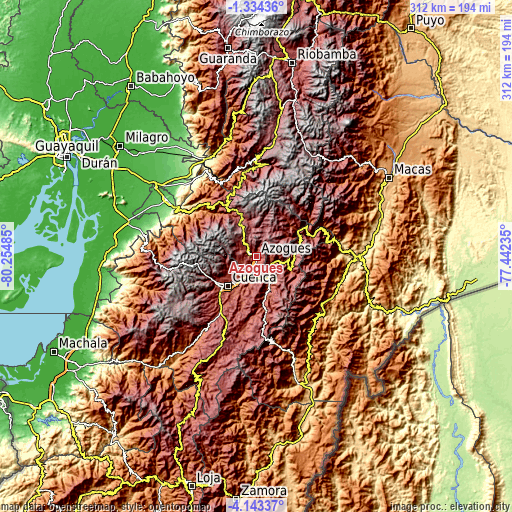Topographic map of Azogues